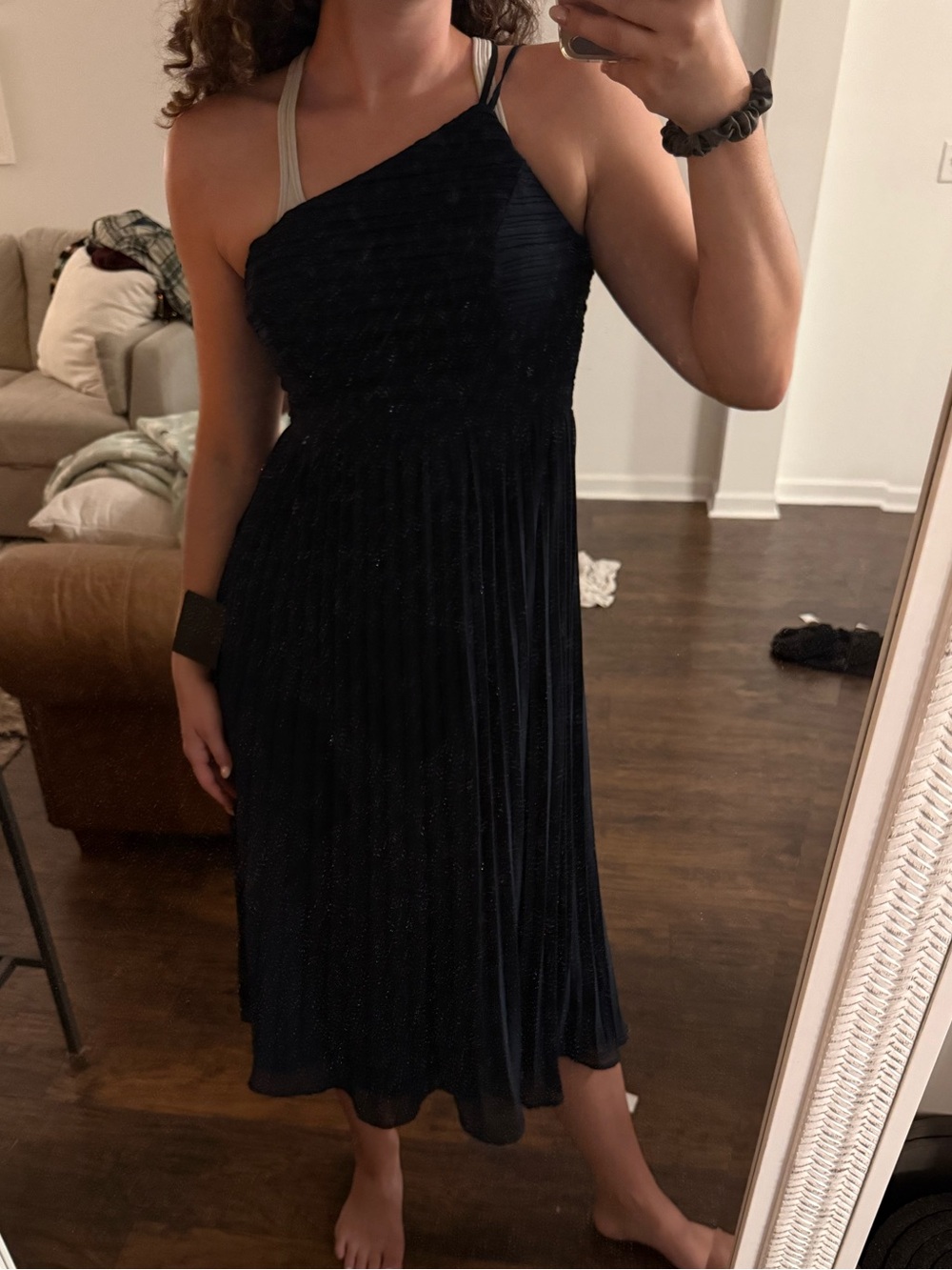 Lulu’s One-Shoulder Navy Blue Dress
